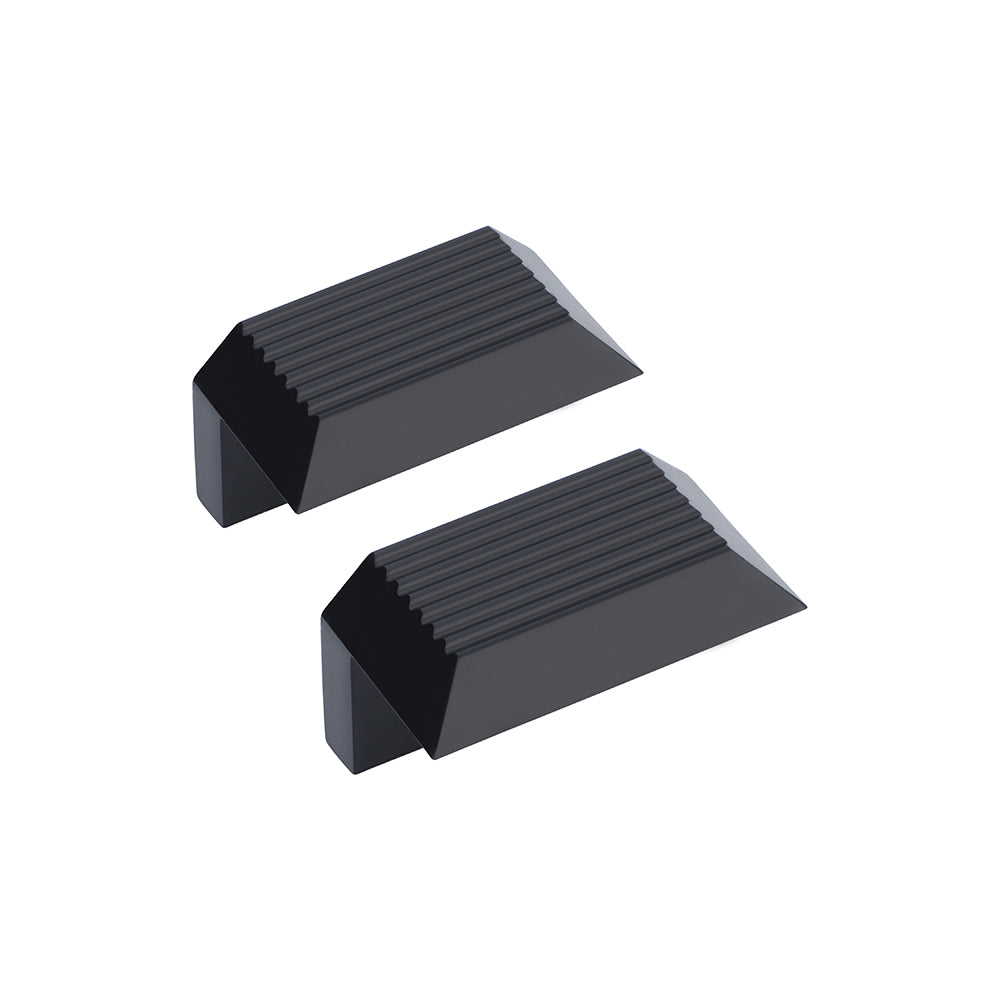 Cabinet knob 415 in Satin Black installed on oak bathroom vanity drawers — Fabulous Hardware
