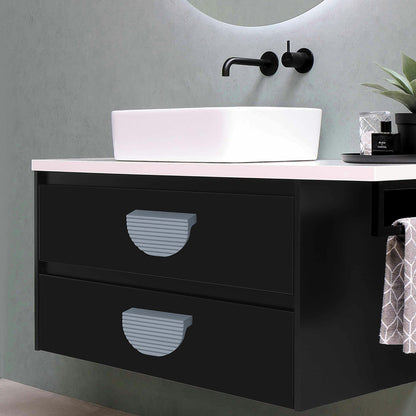 Satin Grey aluminium drawer knob 418 on wardrobe panels — modern designer hardware India