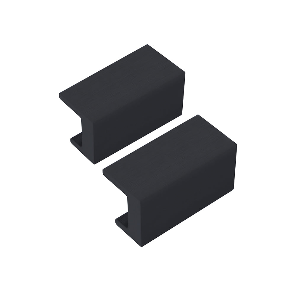 Aluminium cabinet knob 406 — rectangular block knob with vertical grooved top in Black Matt finish, 32mm