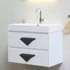 Aluminium cabinet knob 9017 — triangular sculpted knob with inset seam in Satin Black finish, 40mm