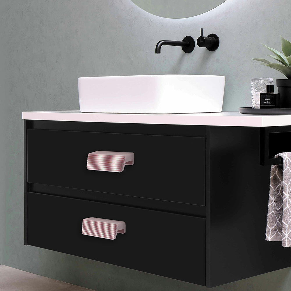 Fabulous Hardware aluminium cabinet knob code 422 — Black Matt, Copper Matt, Gold Matt, S.S. Matt finishes group shot, premium drawer pull