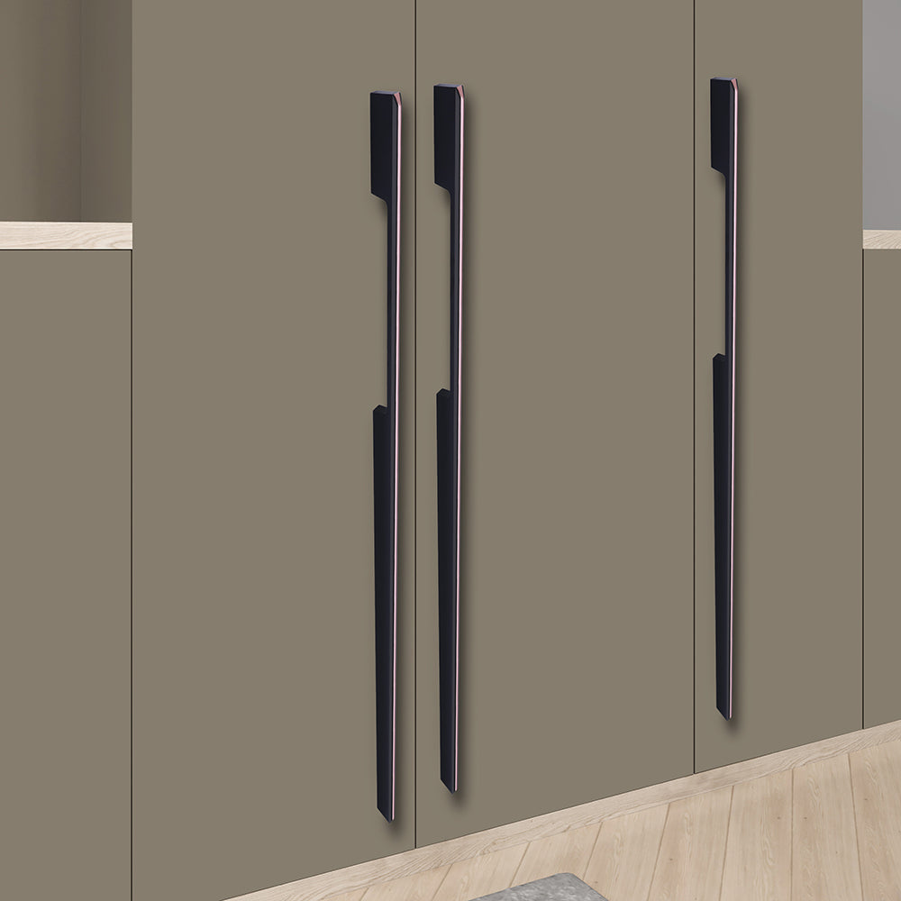 Aluminium Wardrobe Cabinet Handle 252 | Satin Black + Copper Glossy, Copper Glossy + China Black | 160mm, 288mm, 500mm, 700mm, 900mm
