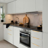 Modern modular kitchen with Fabulous Hardware Edge Profile Handle 031 BS in Gold Glossy on white drawers — premium aluminium handle