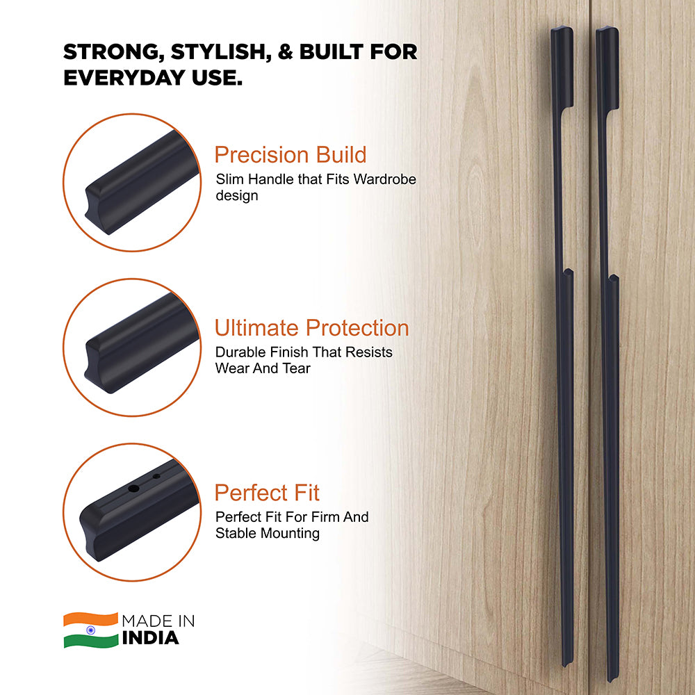 Aluminium Wardrobe Cabinet Handle 253 | Satin Black, Copper Glossy | 96mm, 160mm, 288mm, 450mm, 600mm, 900mm