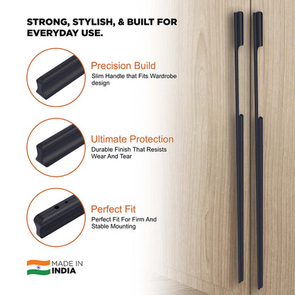 Aluminium Wardrobe Cabinet Handle 253 | Satin Black, Copper Glossy | 96mm, 160mm, 288mm, 450mm, 600mm, 900mm