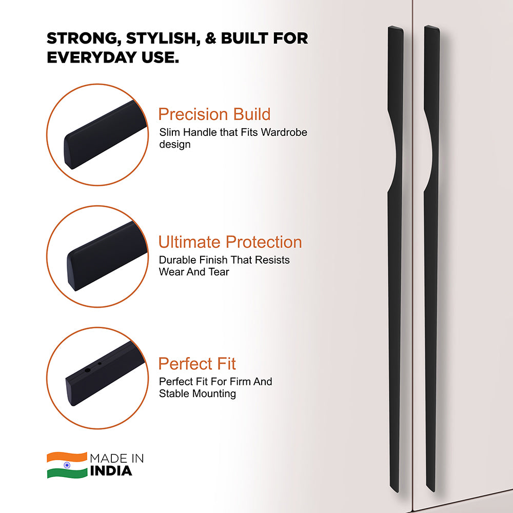 Aluminium Wardrobe Cabinet Handle 9004 | Satin Black, Copper Glossy | 96mm, 160mm, 288mm, 450mm, 600mm, 900mm