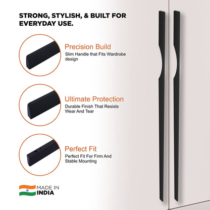 Aluminium Wardrobe Cabinet Handle 9004 | Satin Black, Copper Glossy | 96mm, 160mm, 288mm, 450mm, 600mm, 900mm