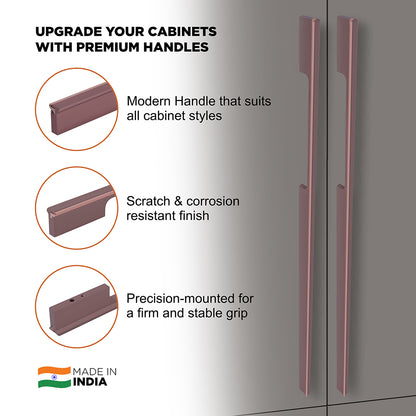 Aluminium Wardrobe Cabinet Handle 9046 | Satin Black + Spray Black, Gold Matt + Gold PVD, Pista + Gold PVD, Sartin Copper + R.G. PVD | 96mm, 160mm, 288mm, 450mm, 600mm, 900mm