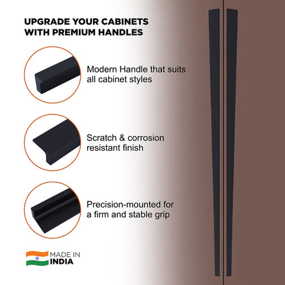 Aluminium Wardrobe Cabinet Handle 9025 | Satin Black | 200mm, 900mm