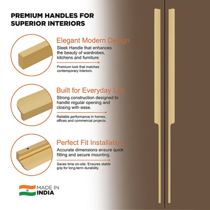 Aluminium Wardrobe Cabinet Handle 9012 | Satin Black, Gold PVD, Copper Glossy | 32mm, 200mm, 450mm, 900mm