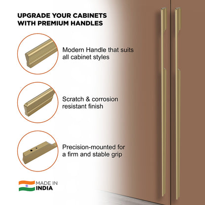 Aluminium Wardrobe Cabinet Handle 9036 | Satin Black, Satin S.S., Gold PVD | 96mm, 160mm, 288mm, 450mm, 600mm, 900mm
