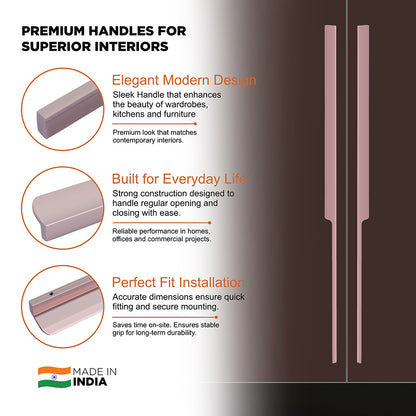 Aluminium Wardrobe Cabinet Handle 9012 | Satin Black, Gold PVD, Copper Glossy | 32mm, 200mm, 450mm, 900mm