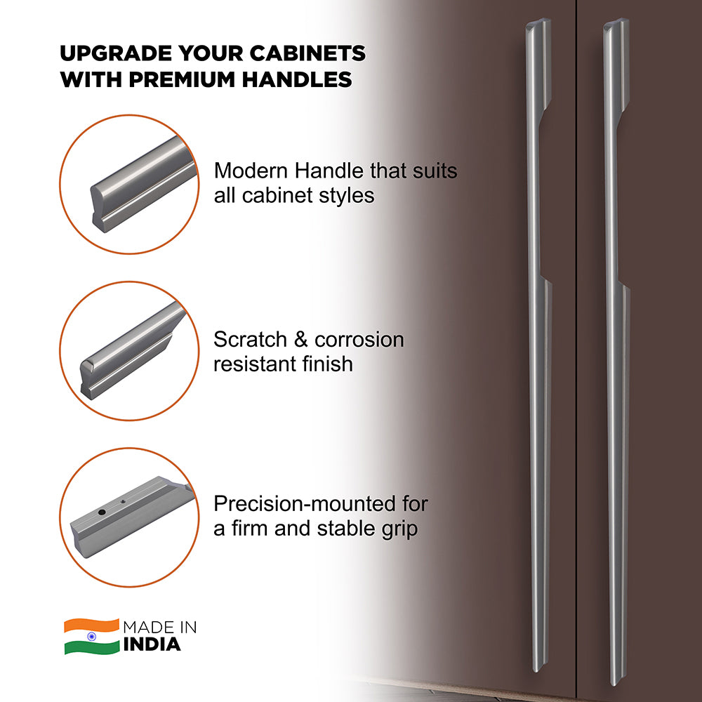 Aluminium Wardrobe Cabinet Handle 9036 | Satin Black, Satin S.S., Gold PVD | 96mm, 160mm, 288mm, 450mm, 600mm, 900mm