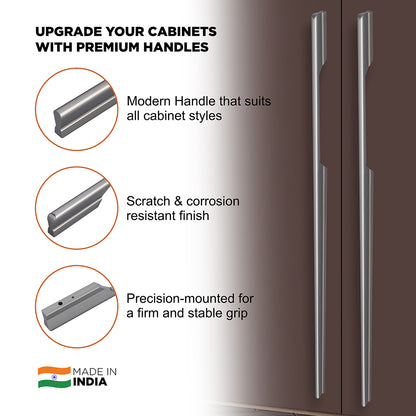 Aluminium Wardrobe Cabinet Handle 9036 | Satin Black, Satin S.S., Gold PVD | 96mm, 160mm, 288mm, 450mm, 600mm, 900mm