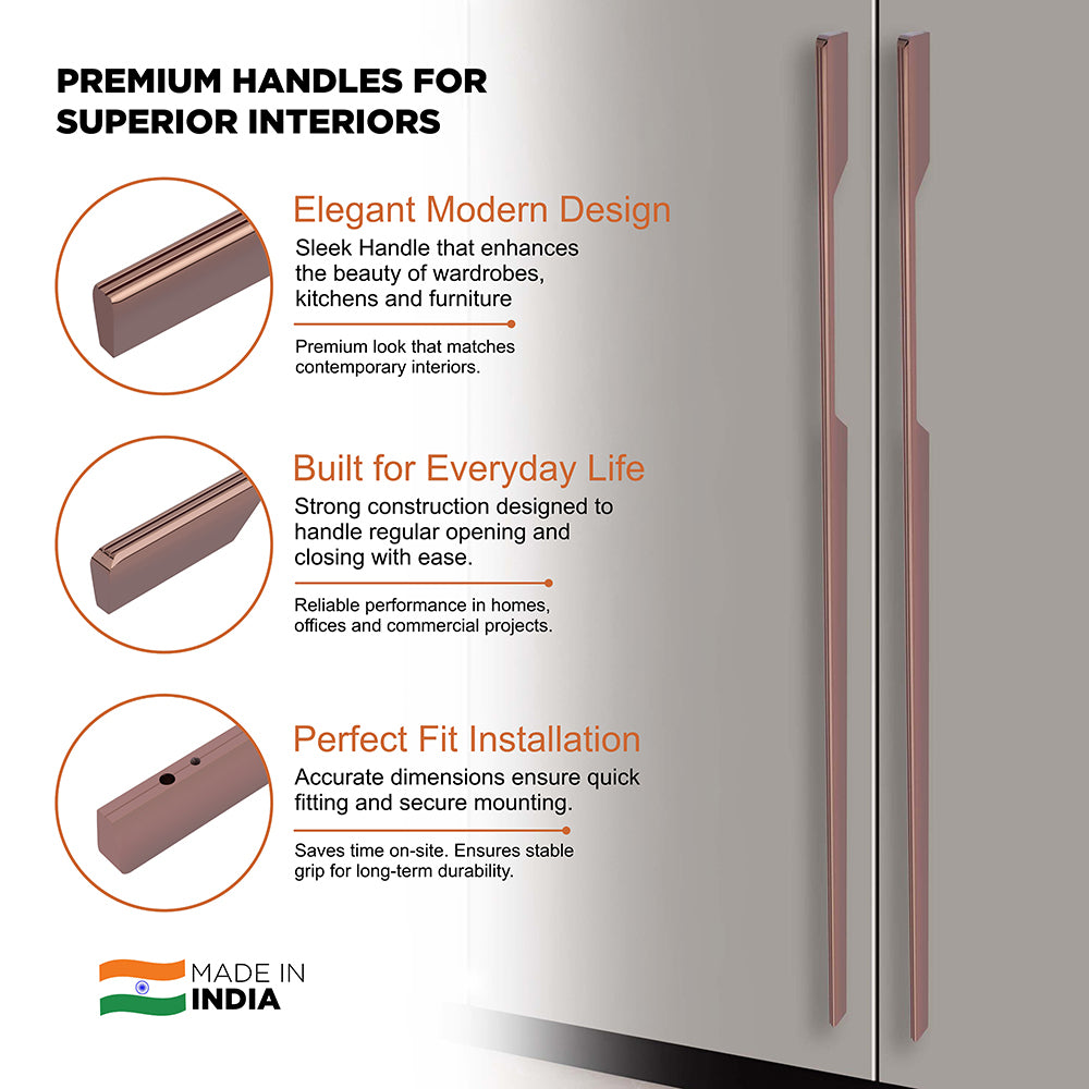 Aluminium Wardrobe Cabinet Handle 9019 | Satin Black, R.G. PVD | 96mm, 160mm, 288mm, 450mm, 600mm, 900mm