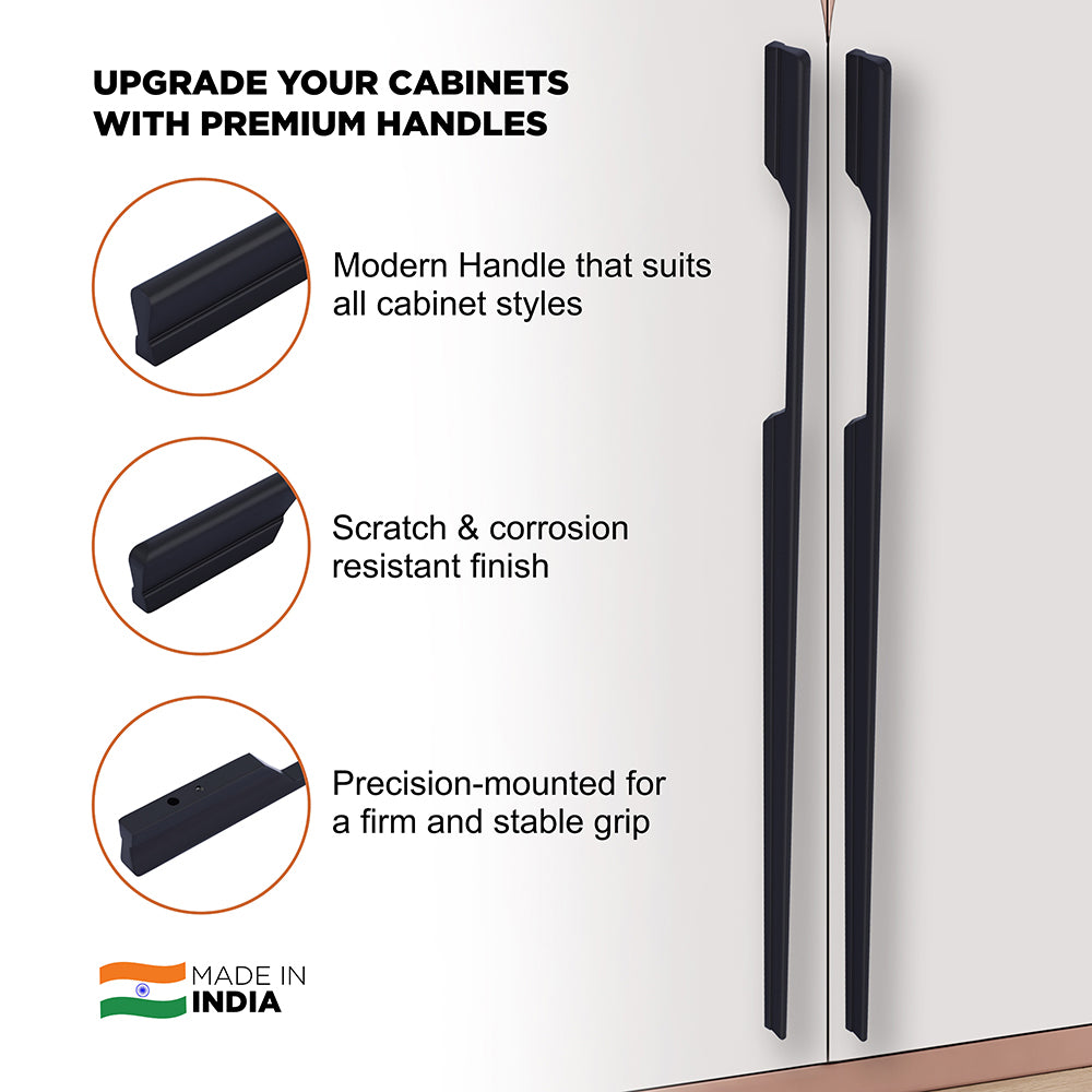 Aluminium Wardrobe Cabinet Handle 9036 | Satin Black, Satin S.S., Gold PVD | 96mm, 160mm, 288mm, 450mm, 600mm, 900mm