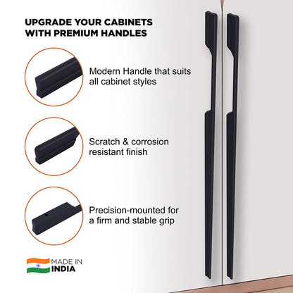 Aluminium Wardrobe Cabinet Handle 9036 | Satin Black, Satin S.S., Gold PVD | 96mm, 160mm, 288mm, 450mm, 600mm, 900mm