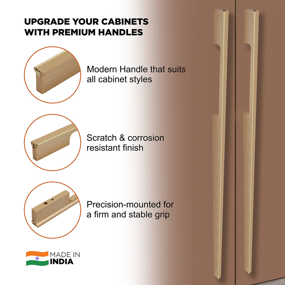 Aluminium Wardrobe Cabinet Handle 9046 | Satin Black + Spray Black, Gold Matt + Gold PVD, Pista + Gold PVD, Sartin Copper + R.G. PVD | 96mm, 160mm, 288mm, 450mm, 600mm, 900mm