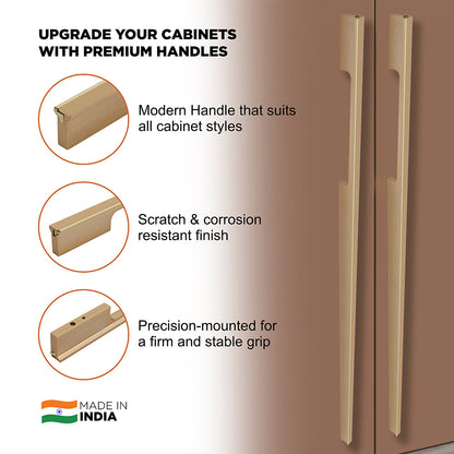 Aluminium Wardrobe Cabinet Handle 9046 | Satin Black + Spray Black, Gold Matt + Gold PVD, Pista + Gold PVD, Sartin Copper + R.G. PVD | 96mm, 160mm, 288mm, 450mm, 600mm, 900mm