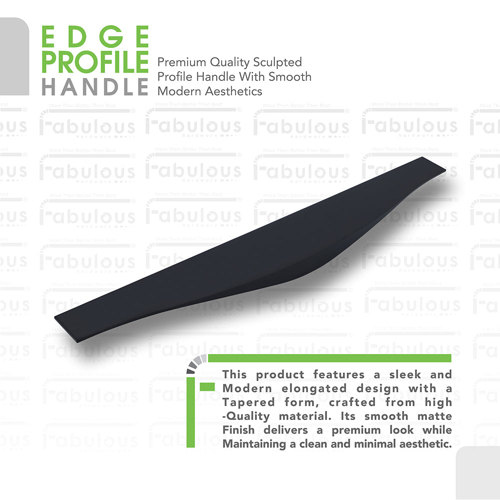 Fabulous Hardware Edge Profile Handle 016 BS — close-up of sculpted profile in Satin Black aluminium 6063