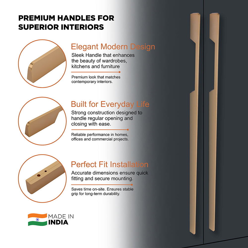 Aluminium Wardrobe Cabinet Handle 9011 | Satin Black, Dark Gold Glossy | 96mm, 160mm, 288mm, 450mm, 600mm, 900mm