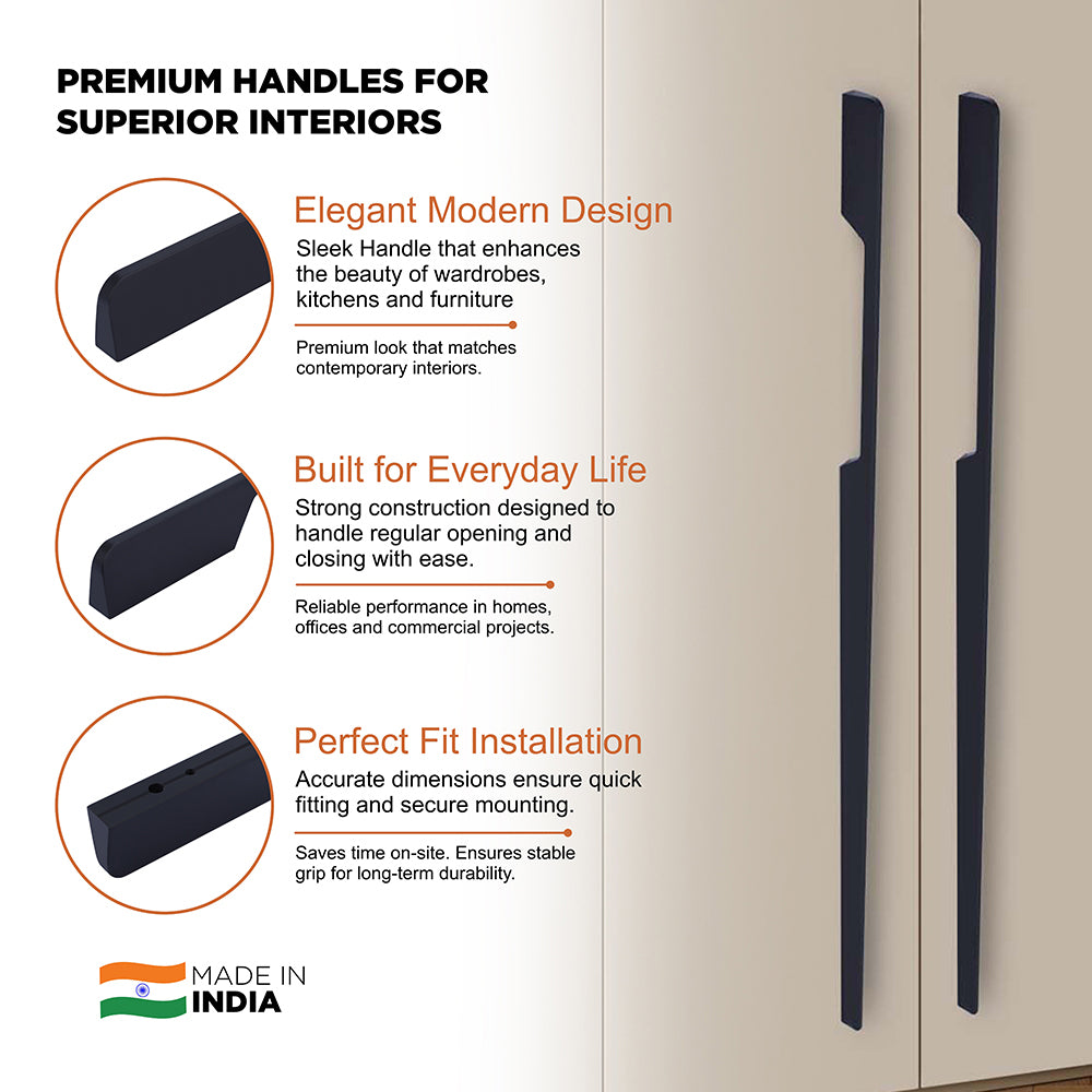 Aluminium Wardrobe Cabinet Handle 9011 | Satin Black, Dark Gold Glossy | 96mm, 160mm, 288mm, 450mm, 600mm, 900mm
