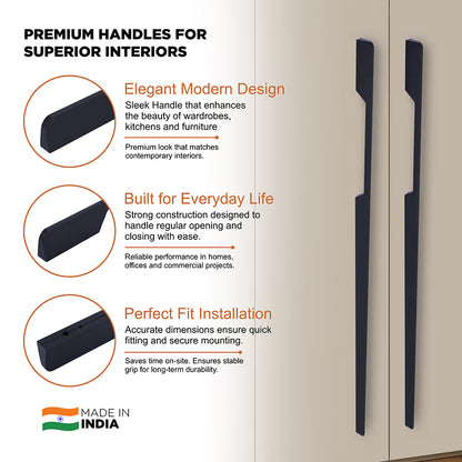Aluminium Wardrobe Cabinet Handle 9011 | Satin Black, Dark Gold Glossy | 96mm, 160mm, 288mm, 450mm, 600mm, 900mm