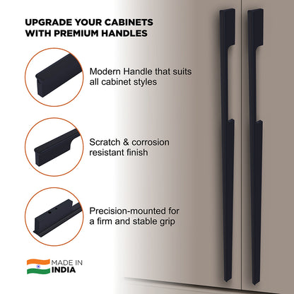 Aluminium Wardrobe Cabinet Handle 9046 | Satin Black + Spray Black, Gold Matt + Gold PVD, Pista + Gold PVD, Sartin Copper + R.G. PVD | 96mm, 160mm, 288mm, 450mm, 600mm, 900mm
