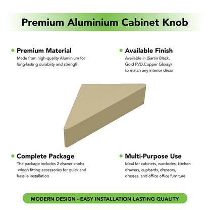 Aluminium Cabinet Knob Code 9017 | Premium Aluminium Drawer Knob | Satin Black & Gold PVD + more | 40mm | Pack of 2 | Fabulous Hardware