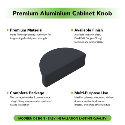 Aluminium Cabinet Knob Code 9014 | Premium Aluminium Drawer Knob | Satin Black, Gold PVD, Copper Glossy