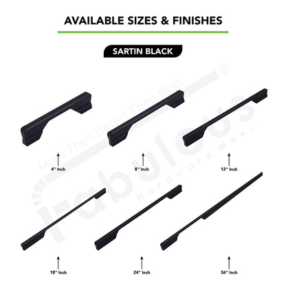 Aluminium Wardrobe Cabinet Handle 9036 | Satin Black, Satin S.S., Gold PVD | 96mm, 160mm, 288mm, 450mm, 600mm, 900mm