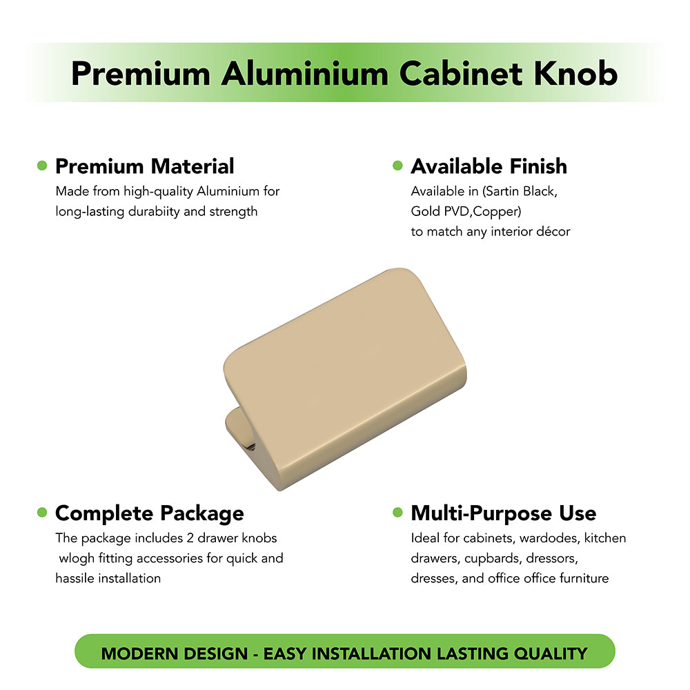 Aluminium Cabinet Knob Code 409 | Premium Aluminium Drawer Knob | Satin Black & Gold PVD + more | 32mm | Pack of 2 | Fabulous Hardware