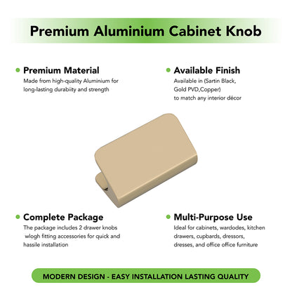 Aluminium Cabinet Knob Code 409 | Premium Aluminium Drawer Knob | Satin Black & Gold PVD + more | 32mm | Pack of 2 | Fabulous Hardware