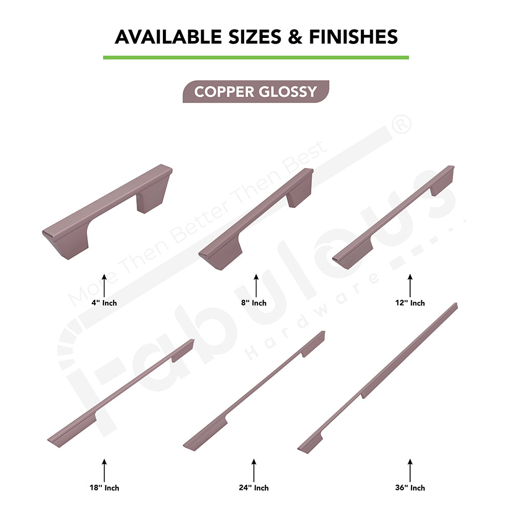 Aluminium Wardrobe Cabinet Handle 9001 Black Matt, Copper Glossy | 96mm, 160mm, 288mm, 450mm, 600mm, 900mm