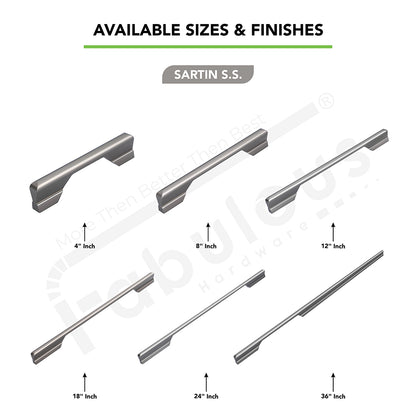 Aluminium Wardrobe Cabinet Handle 9036 | Satin Black, Satin S.S., Gold PVD | 96mm, 160mm, 288mm, 450mm, 600mm, 900mm