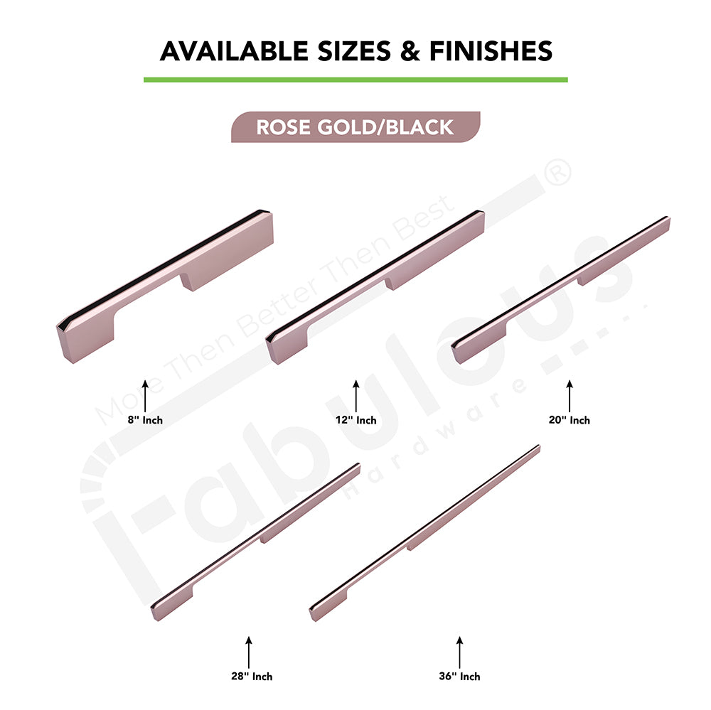 Aluminium Wardrobe Cabinet Handle 252 | Satin Black + Copper Glossy, Copper Glossy + China Black | 160mm, 288mm, 500mm, 700mm, 900mm
