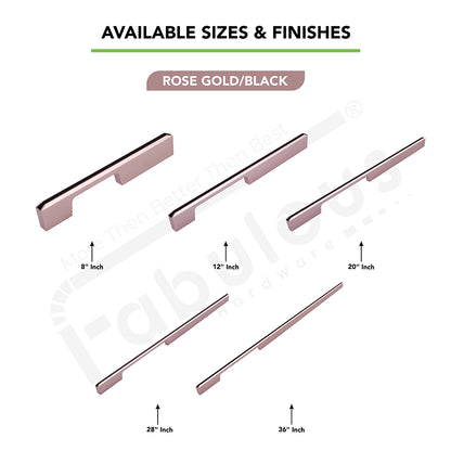 Aluminium Wardrobe Cabinet Handle 252 | Satin Black + Copper Glossy, Copper Glossy + China Black | 160mm, 288mm, 500mm, 700mm, 900mm