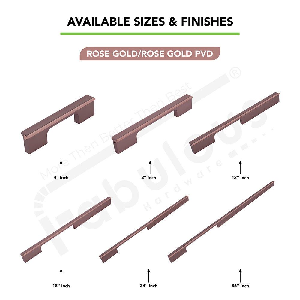 Aluminium Wardrobe Cabinet Handle 9046 | Satin Black + Spray Black, Gold Matt + Gold PVD, Pista + Gold PVD, Sartin Copper + R.G. PVD | 96mm, 160mm, 288mm, 450mm, 600mm, 900mm