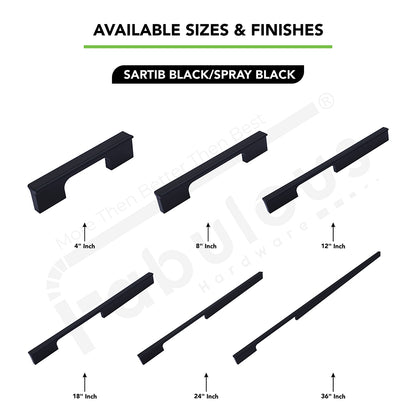 Aluminium Wardrobe Cabinet Handle 9046 | Satin Black + Spray Black, Gold Matt + Gold PVD, Pista + Gold PVD, Sartin Copper + R.G. PVD | 96mm, 160mm, 288mm, 450mm, 600mm, 900mm