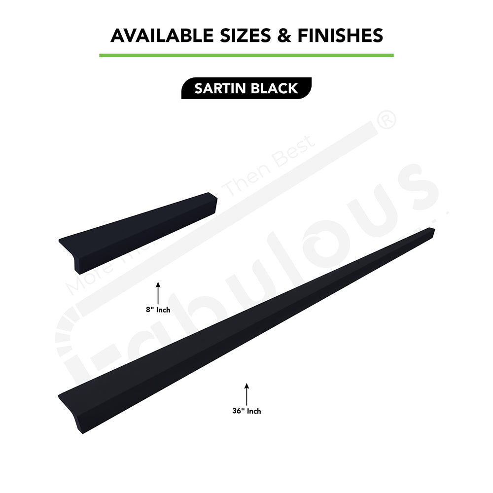 Aluminium Wardrobe Cabinet Handle 9025 | Satin Black | 200mm, 900mm