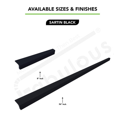 Aluminium Wardrobe Cabinet Handle 9025 | Satin Black | 200mm, 900mm