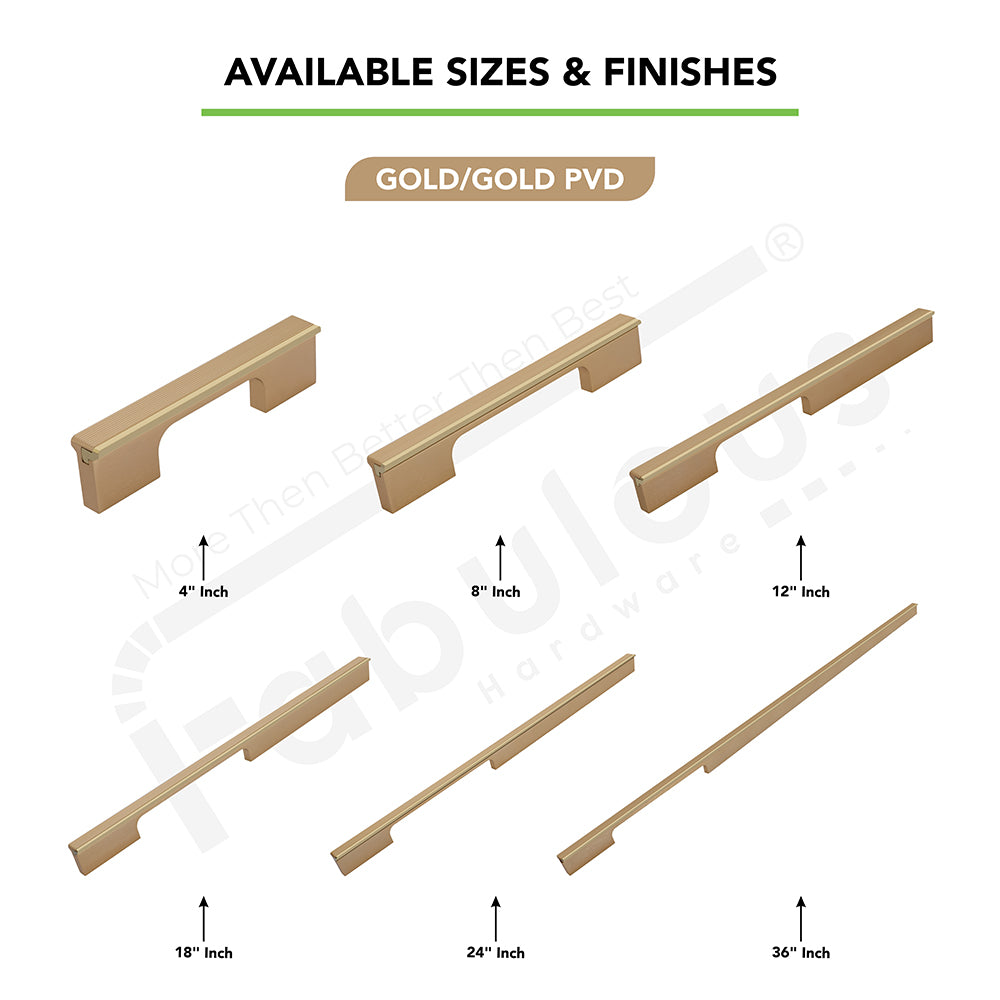 Aluminium Wardrobe Cabinet Handle 9046 | Satin Black + Spray Black, Gold Matt + Gold PVD, Pista + Gold PVD, Sartin Copper + R.G. PVD | 96mm, 160mm, 288mm, 450mm, 600mm, 900mm