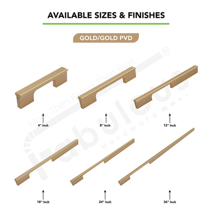 Aluminium Wardrobe Cabinet Handle 9046 | Satin Black + Spray Black, Gold Matt + Gold PVD, Pista + Gold PVD, Sartin Copper + R.G. PVD | 96mm, 160mm, 288mm, 450mm, 600mm, 900mm