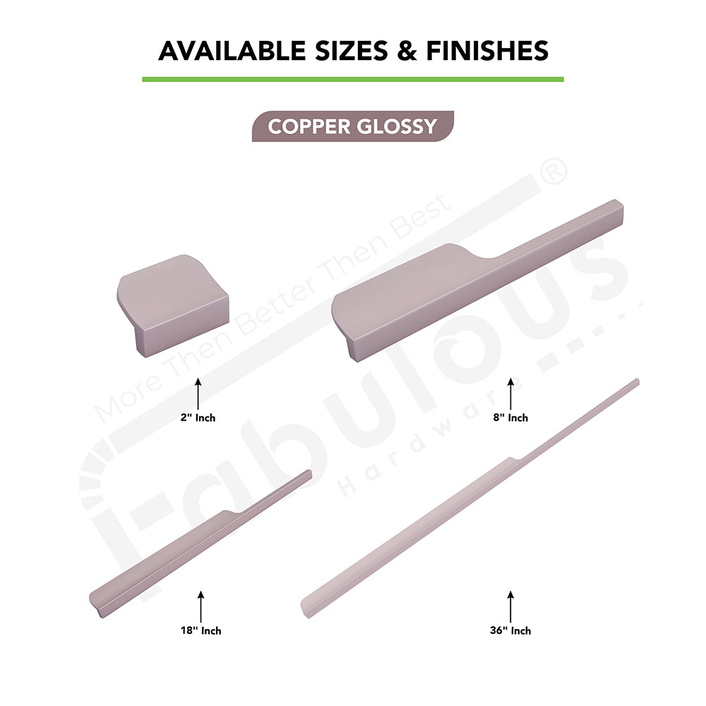 Aluminium Wardrobe Cabinet Handle 9012 | Satin Black, Gold PVD, Copper Glossy | 32mm, 200mm, 450mm, 900mm