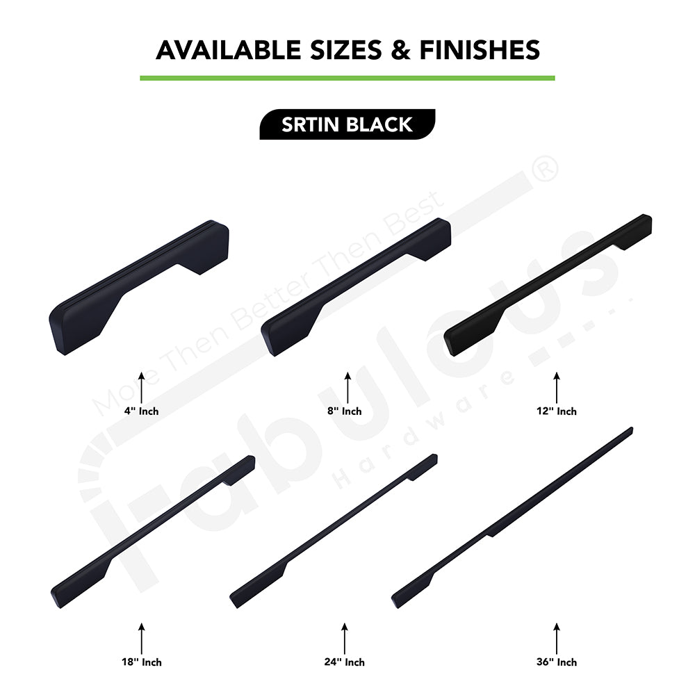 Aluminium Wardrobe Cabinet Handle 9019 | Satin Black, R.G. PVD | 96mm, 160mm, 288mm, 450mm, 600mm, 900mm