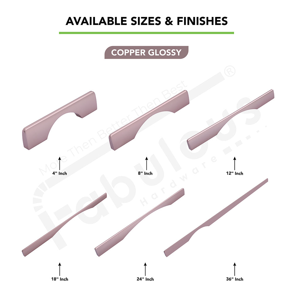 Aluminium Wardrobe Cabinet Handle 9004 | Satin Black, Copper Glossy | 96mm, 160mm, 288mm, 450mm, 600mm, 900mm