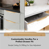 Edge Profile Handle 031 BS installed on open kitchen drawer with cutlery and spice organizer