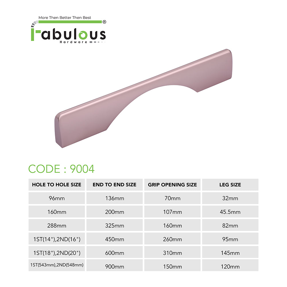 Aluminium Wardrobe Cabinet Handle 9004 | Satin Black, Copper Glossy | 96mm, 160mm, 288mm, 450mm, 600mm, 900mm