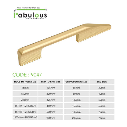 Aluminium Wardrobe Cabinet Handle 9047 | Satin Black, Dark Gold Glossy, Satin Copper | 96mm, 160mm, 288mm, 450mm, 600mm, 900mm