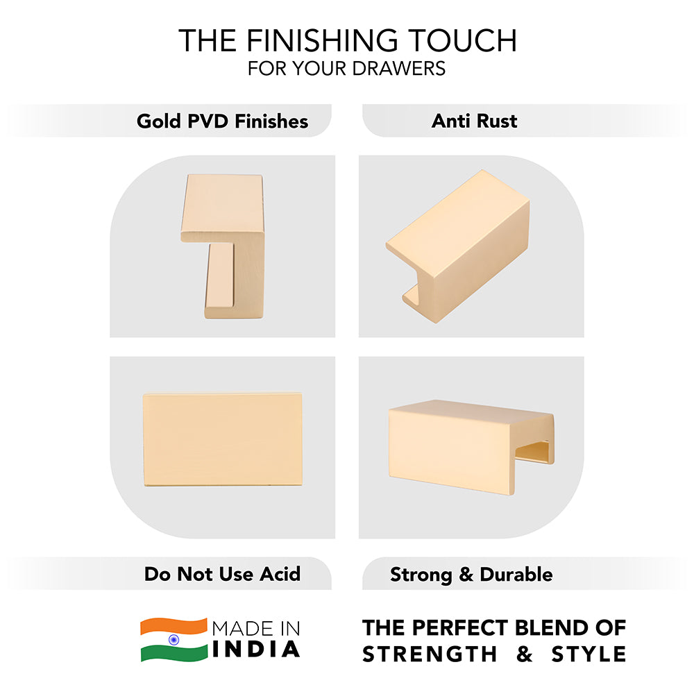 Matt aluminium drawer knob 406 on wardrobe panels — modern designer hardware India